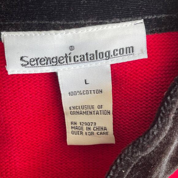 Serengeti Catalog Velvet Christmas Holly Holiday Cardigan Sweater Size Large - Picture 6 of 6